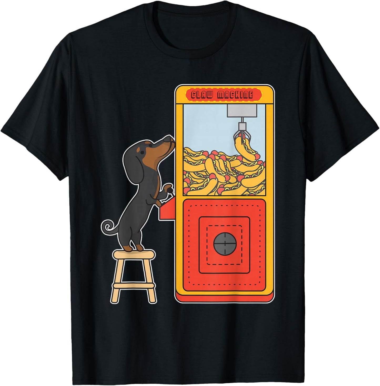 Dachshund Claw Crane Game Funny Wiener Dog T-Shirt - T-Shirt | Black