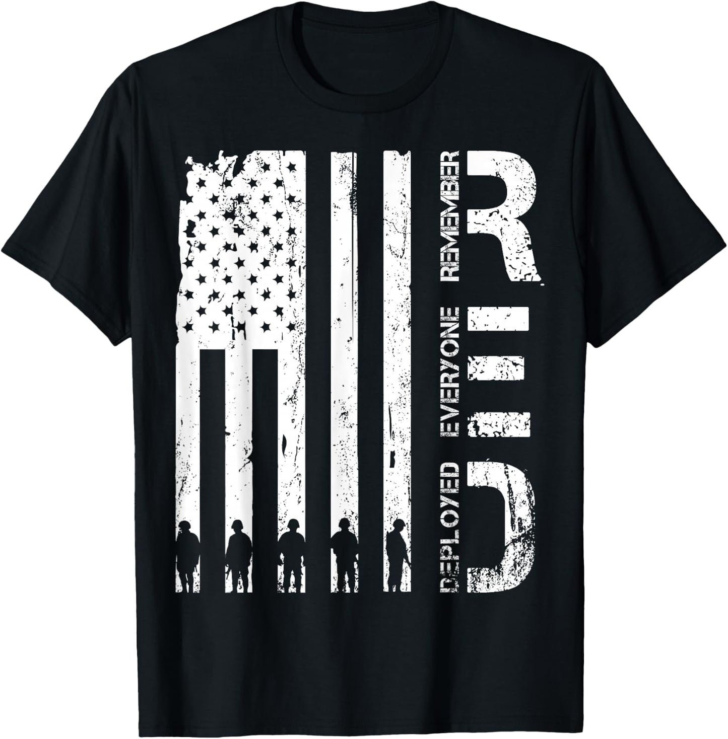 Red Remember Everyone Deployed Military Friday Wear Veterans T-Shirt - T-Shirt | Black