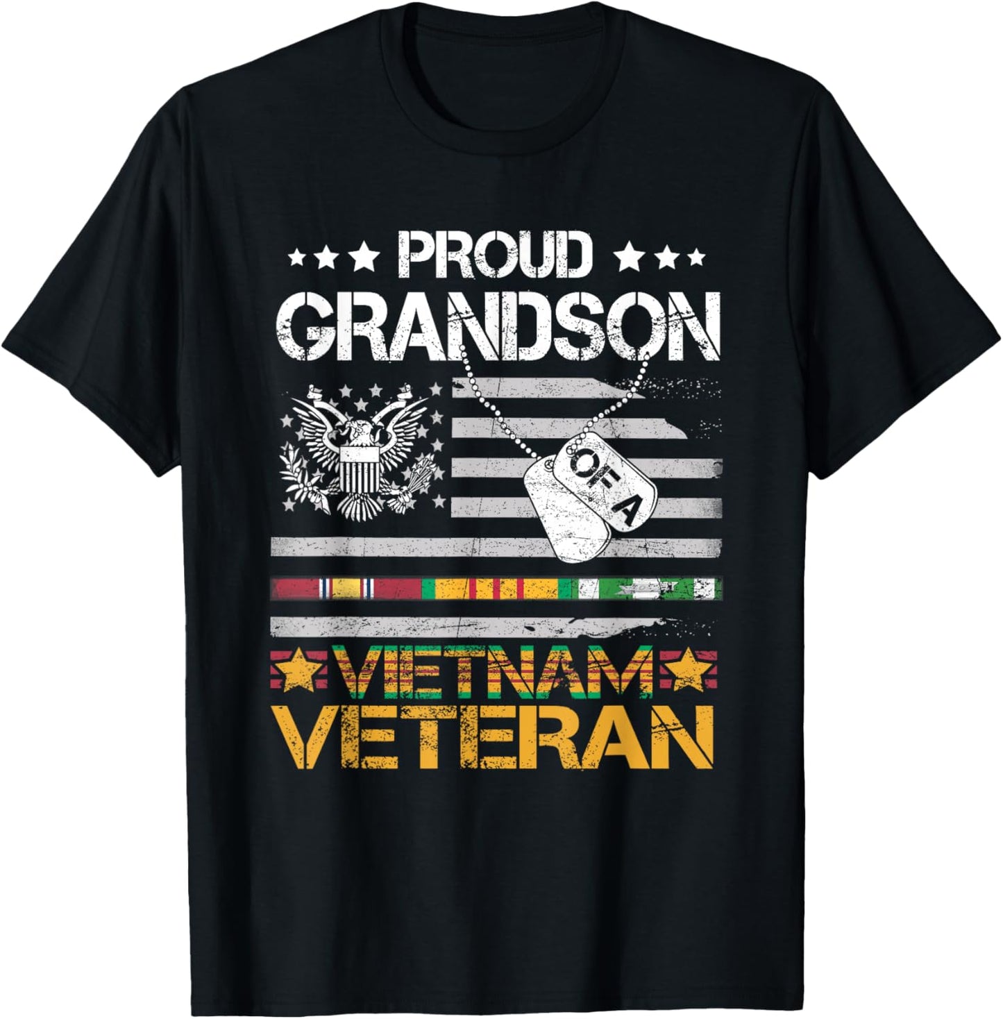 Proud Grandson Of A Vietnam Veteran Patriotic US Army Vet T-Shirt - T-Shirt | Black