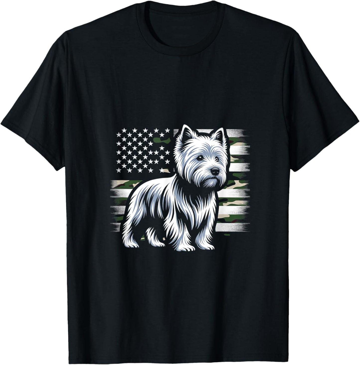 West Highland White Terrier Dog USA Flag Women Men T-Shirt - T-Shirt | Black