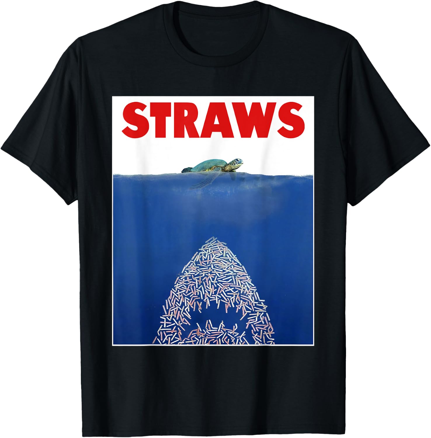 Save The Sea Turtles Conservation Gift Shirt Anti Straws T-Shirt - T-Shirt | Black