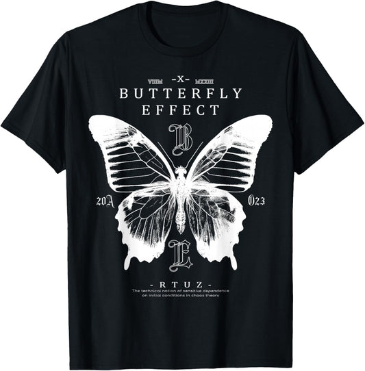 Hip Hop Y2K Hipster Streetwear Motte Butterfly Schmetterling T-Shirt - T-Shirt | Black