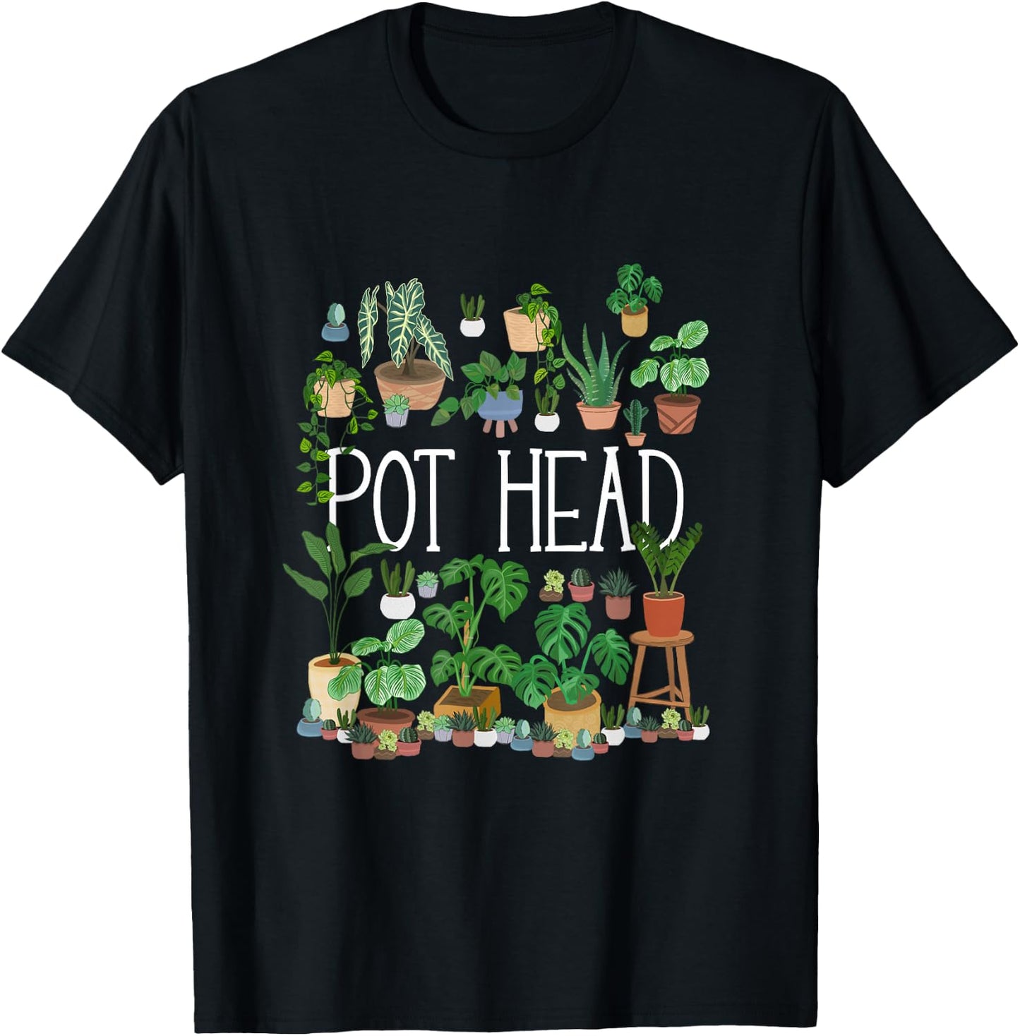Gardening Potted Plant Lover Pot Head Gardener Garden T-Shirt - T-Shirt | Black
