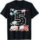 Emergency Vehicles 5th Birthday Fire Truck Police Car Boys T-Shirt - T-Shirt | Black
