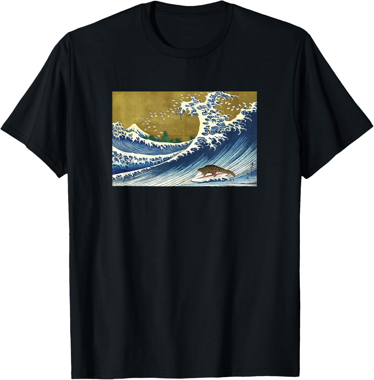 Endangered Surfing Pangolin Lover T-Shirt - T-Shirt | Black