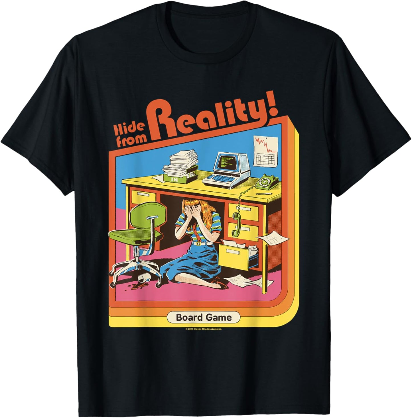 Hide from Reality Sarcastic Retro Vintage Funny Adult Humor T-Shirt - T-Shirt | Black