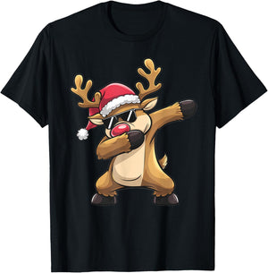 Dabbing Rudolf Reindeer Christmas T-Shirt - T-Shirt | Black