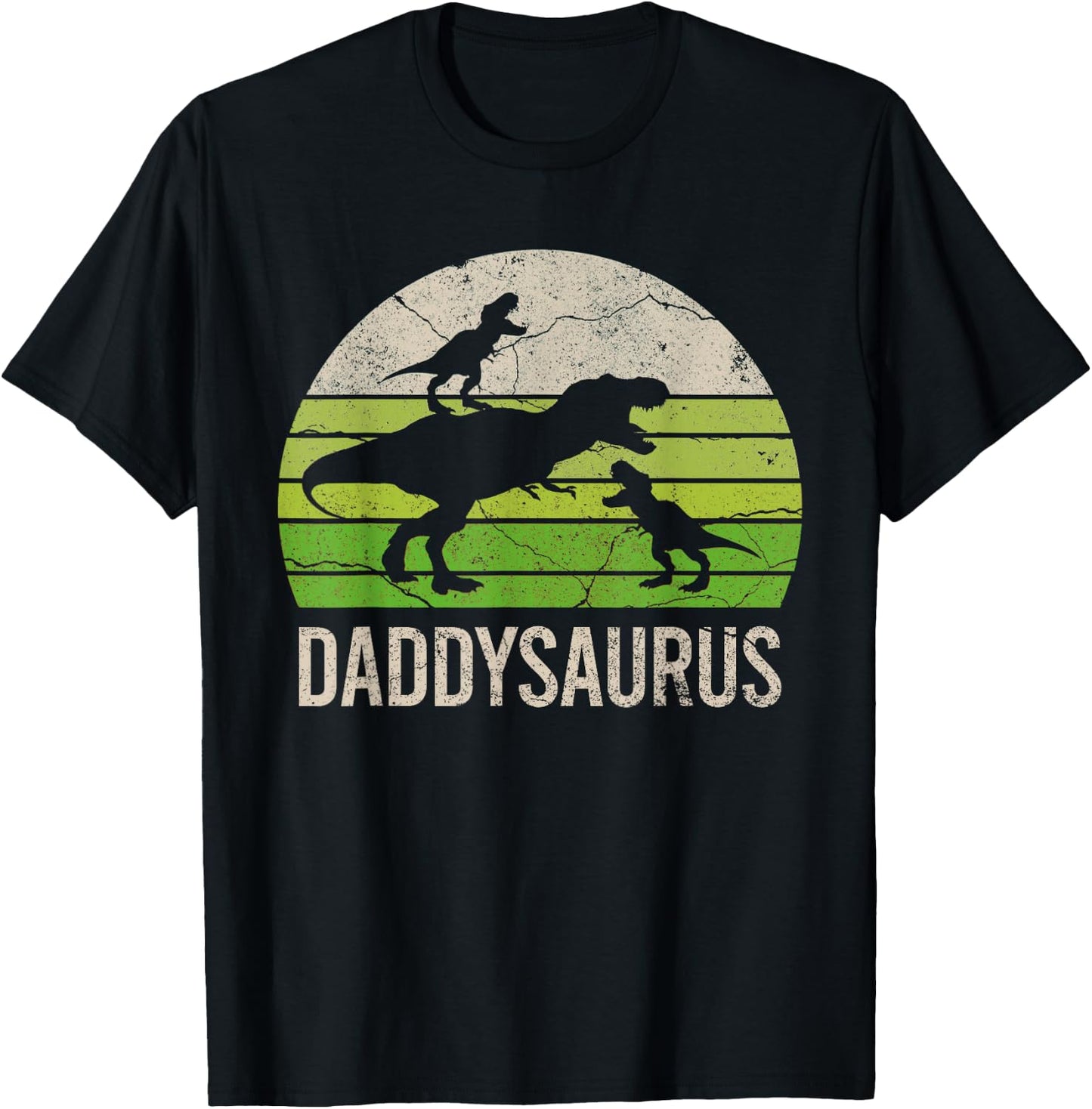 Daddy Dinosaur Funny Dad Daddysaurus 2 Two kids 2020 Gift T-Shirt - T-Shirt | Black