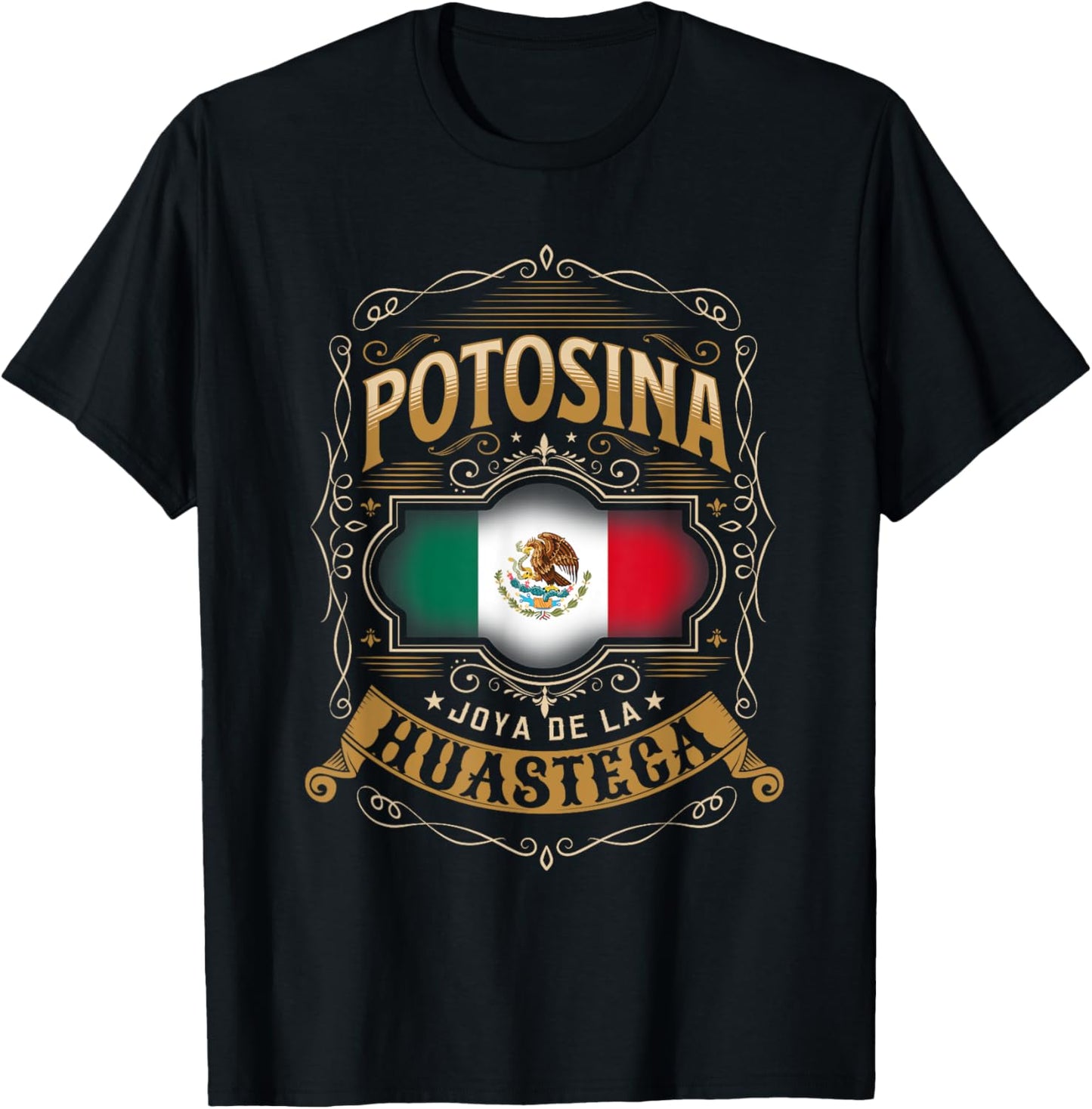 POTOSINA: Flor de la Huasteca. S.L.P. MEXICO FLAG T-Shirt - T-Shirt | Black