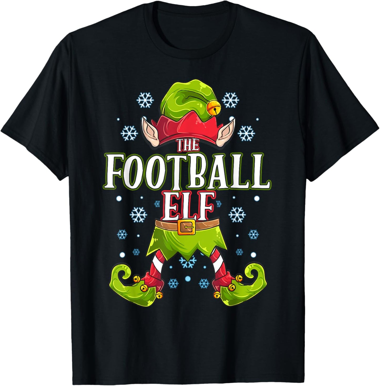 Football Elf Matching Family Group Christmas Party T-Shirt - T-Shirt | Black