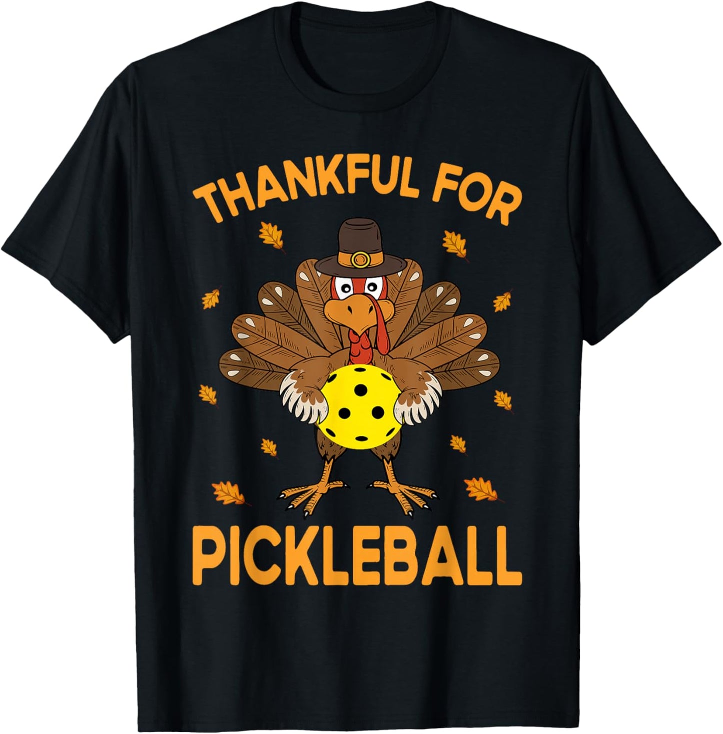 Funny Pickleball Thanksgiving Golf Ball Turkey Costume T-Shirt - T-Shirt | Black