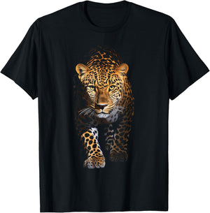 Leopard Portrait Animal Illustration Art Leopard T-Shirt - T-Shirt | Black