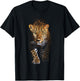 Leopard Portrait Animal Illustration Art Leopard T-Shirt - T-Shirt | Black