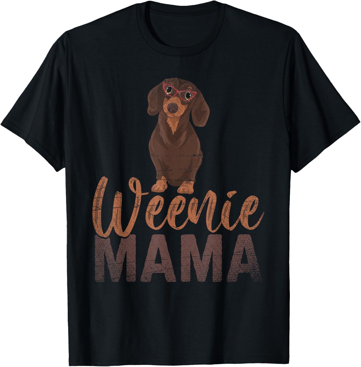 Dog Lover Women Gift Weenie Mama Pet Mom Wiener Dachshund T-Shirt - T-Shirt | Black
