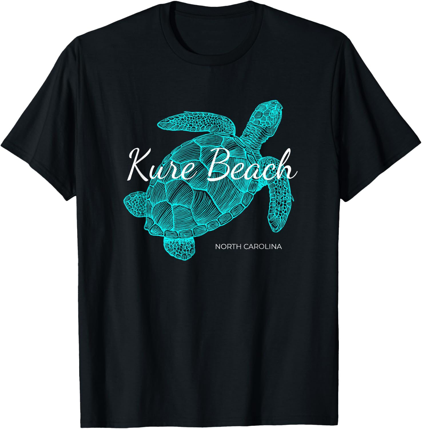 Kure Beach North Carolina Vacation With A Turtle Graphic T-Shirt - T-Shirt | Black