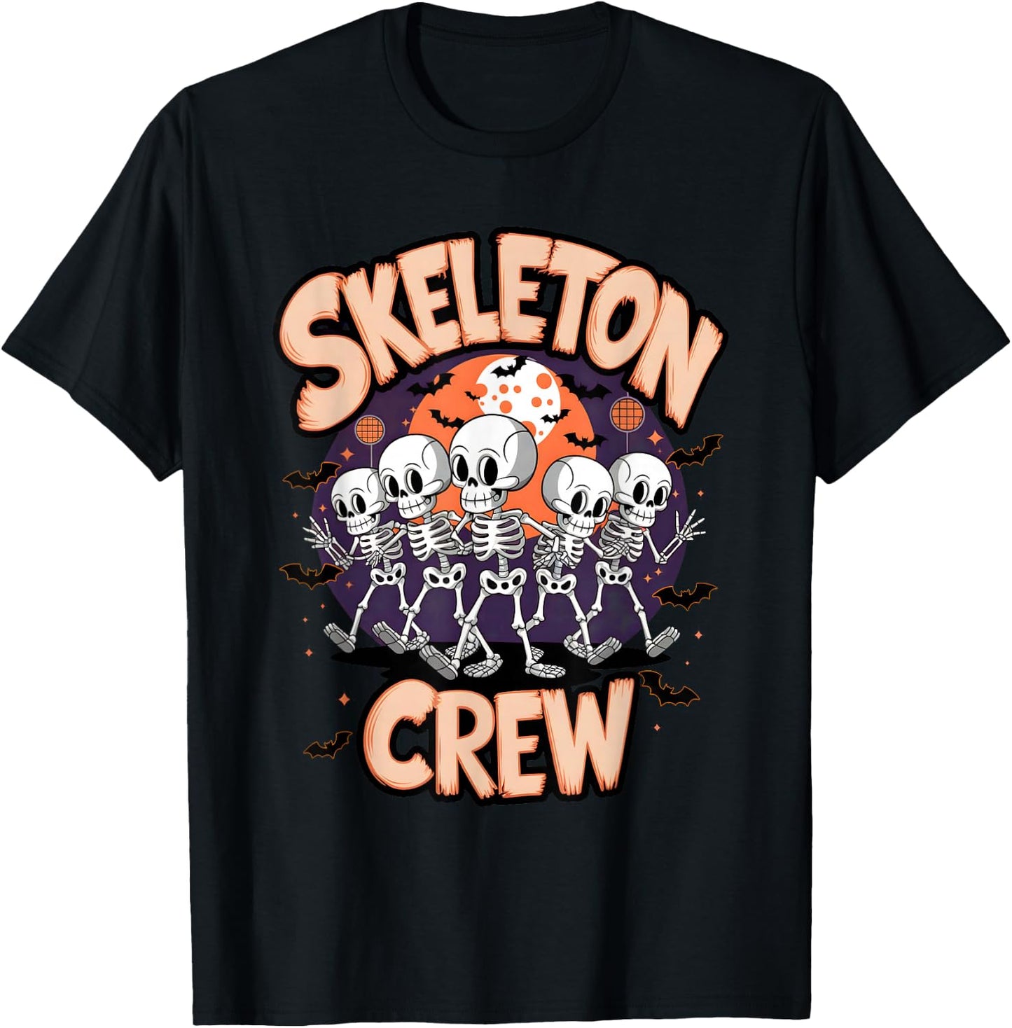 Dancing Skeleton Crew Halloween Party Fun Spooky Design T-Shirt - T-Shirt | Black