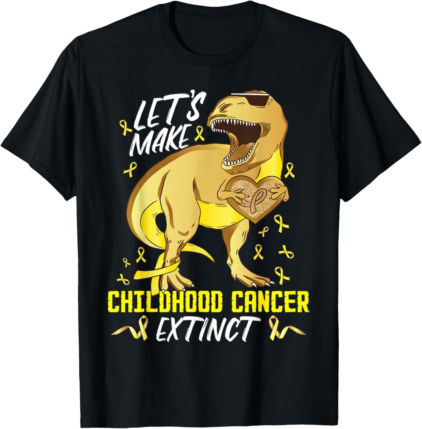 Childhood Cancer Awareness Toddler Dinosaur Childhood Cancer T-Shirt - T-Shirt | Black