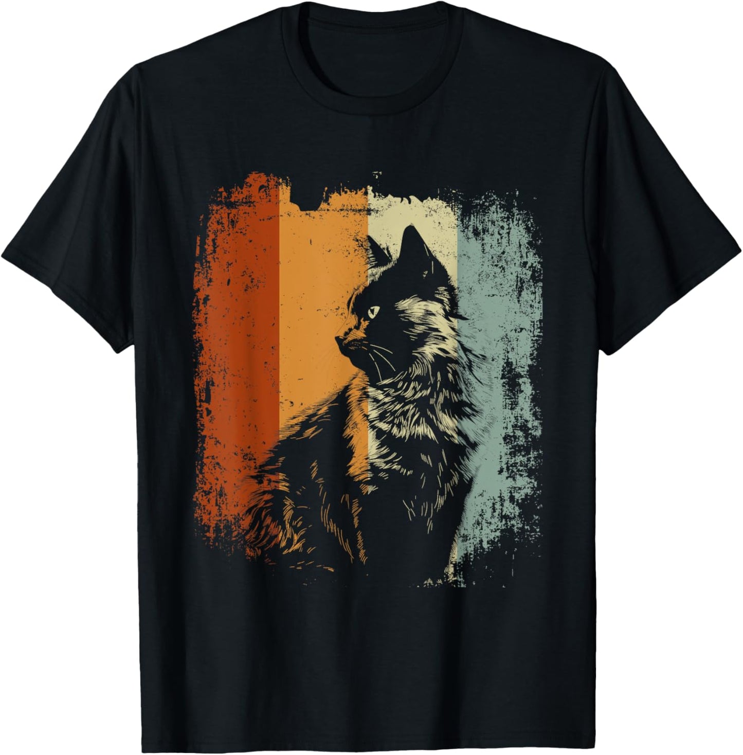 Nebelung Cat Retro Style T-Shirt - T-Shirt | Black