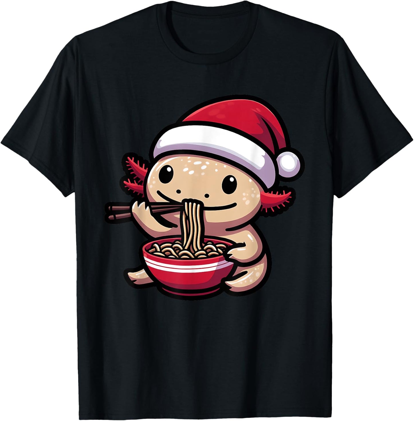 Santa Axolotl Eating Ramen Pajama Christmas Toddler Kids T-Shirt - T-Shirt | Black