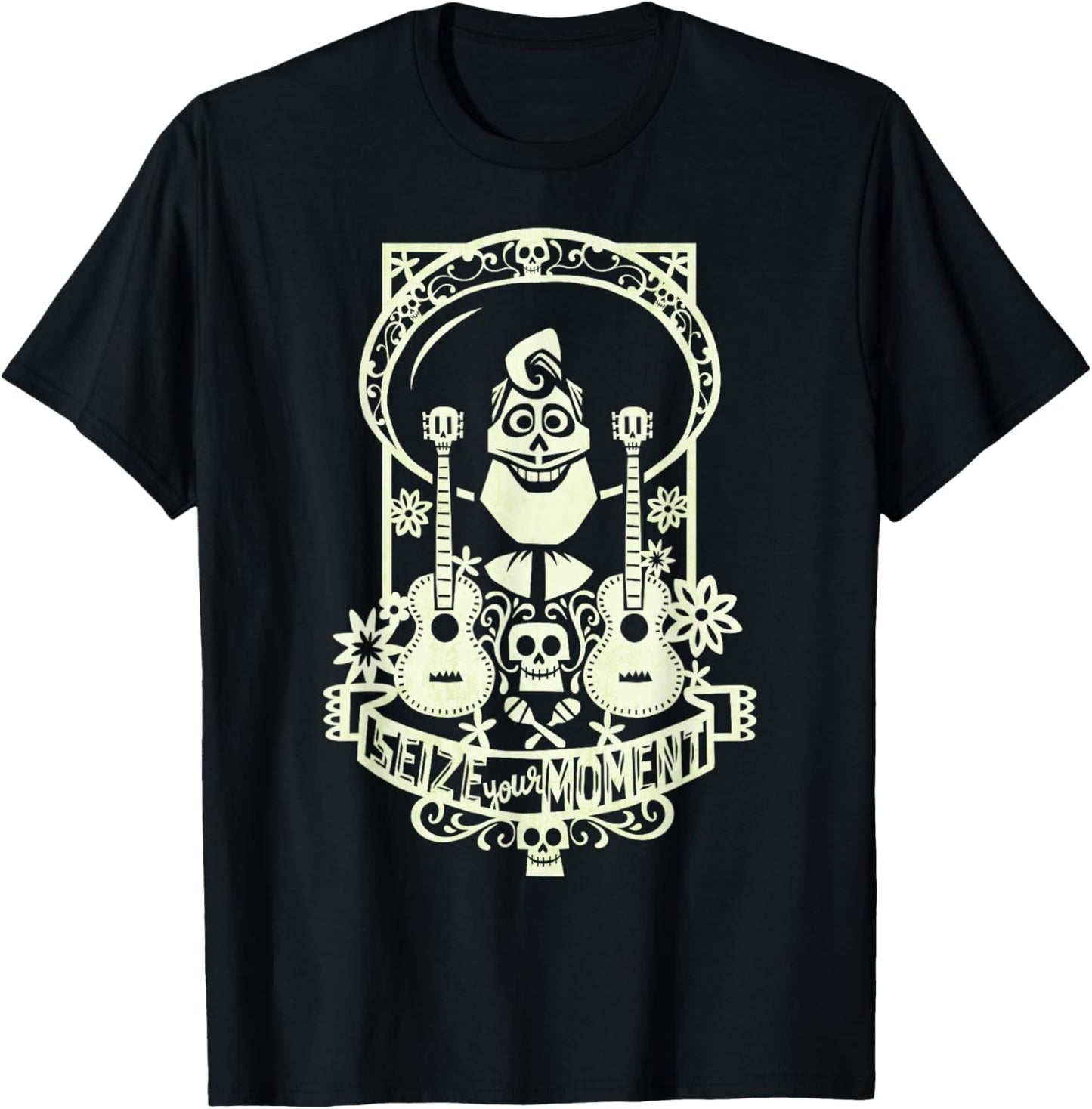 Disney Pixar Coco Ernesto De La Cruz Seize Your Moment Logo T-Shirt - T-Shirt | Black