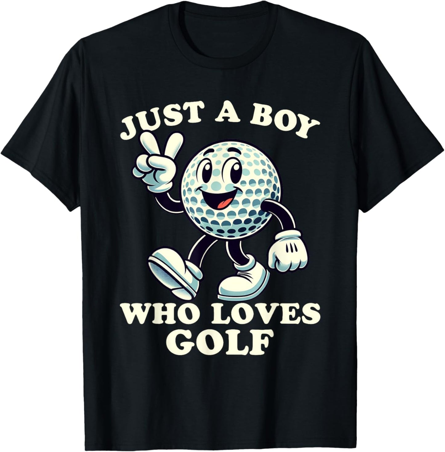 Just a Boy Who Loves Golf Funny Golf Designs Boys T-Shirt - T-Shirt | Black