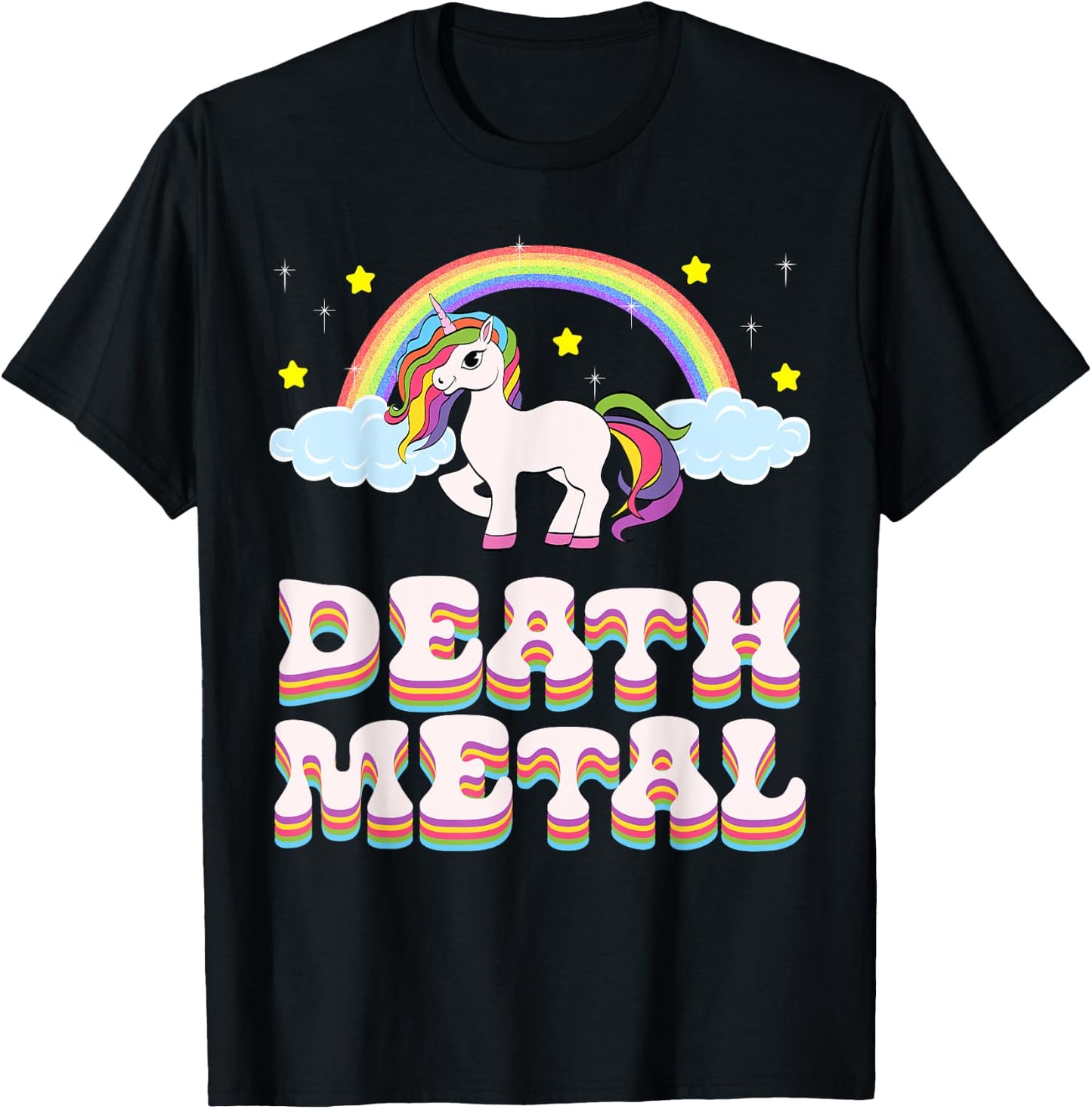 Funny Death Metal Unicorn Rainbow Gift T-Shirt - T-Shirt | Black