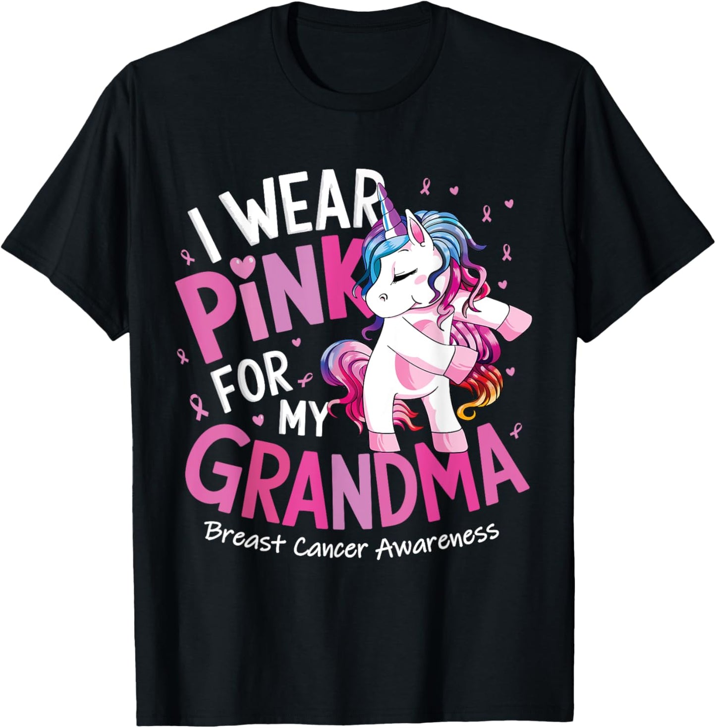 Breast Cancer Awareness Wear Pink Grandma Kids Baby Toddler T-Shirt - T-Shirt | Black