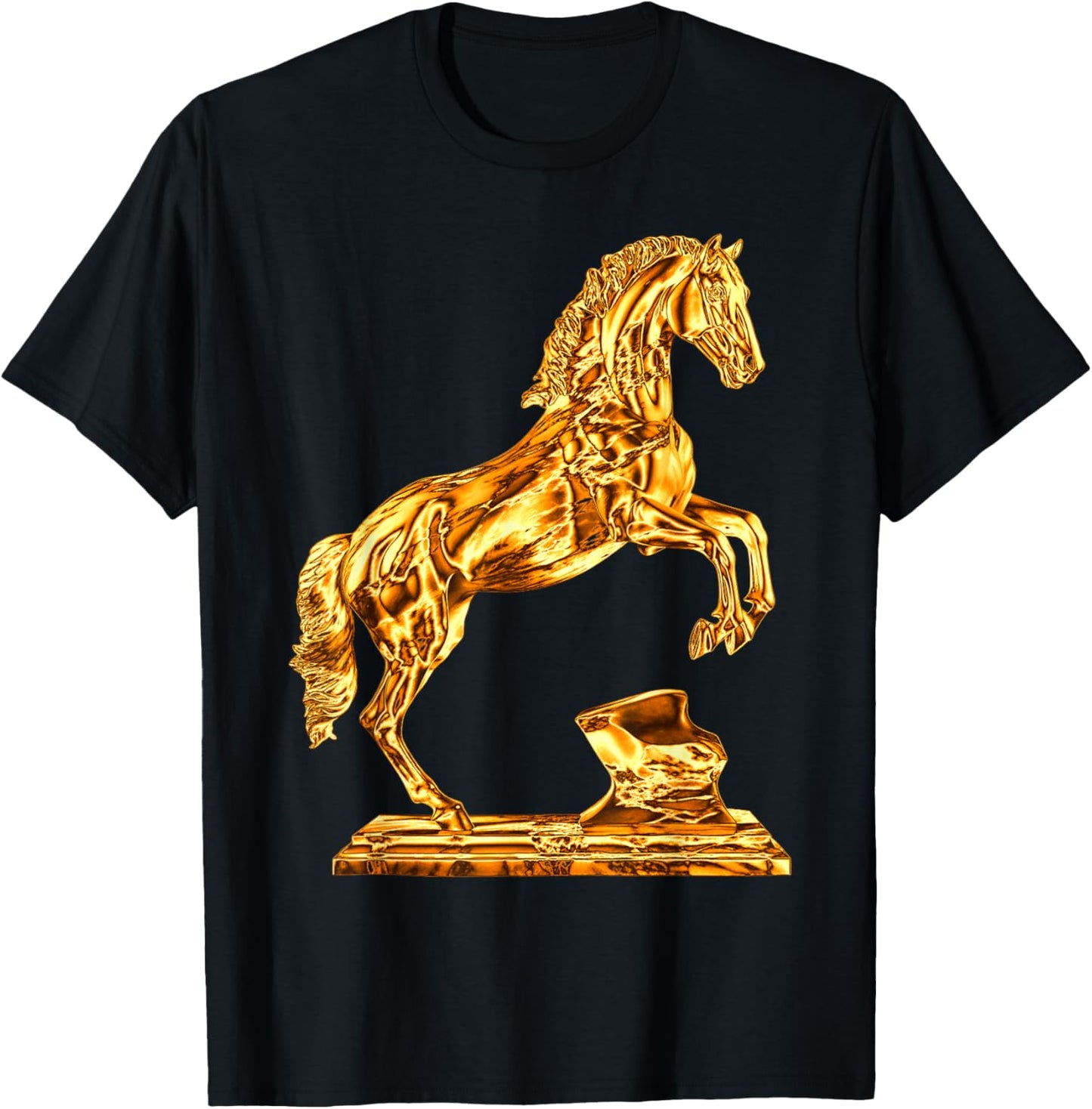 Golden Statue of Horse Sculpture T-Shirt - T-Shirt | Black