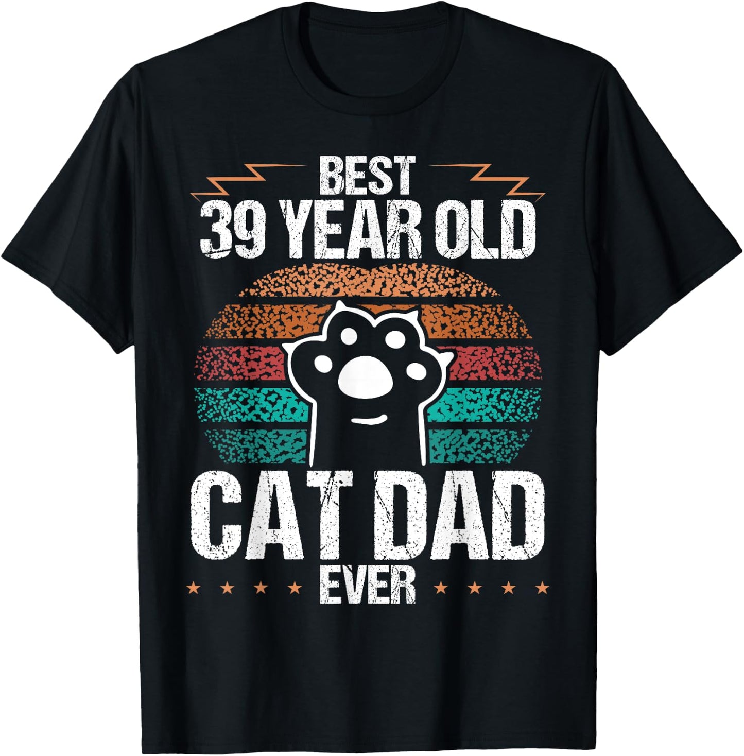 39 Year Old Cat Fathers Day Vintage 39 Birthday Cat Dad Women Kids T-Shirt - T-Shirt | Black