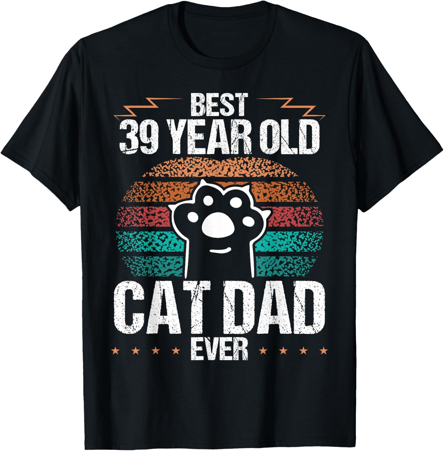 39 Year Old Cat Fathers Day Vintage 39 Birthday Cat Dad Women Kids T-Shirt - T-Shirt | Black