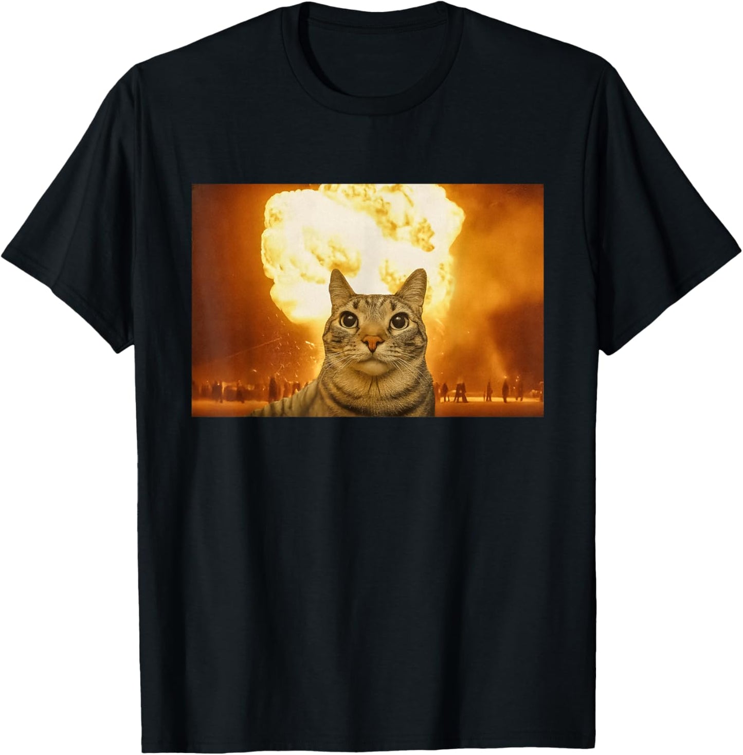 Funny Cat Explosion Meme Brain Rot Men Women Humour T-Shirt - T-Shirt | Black