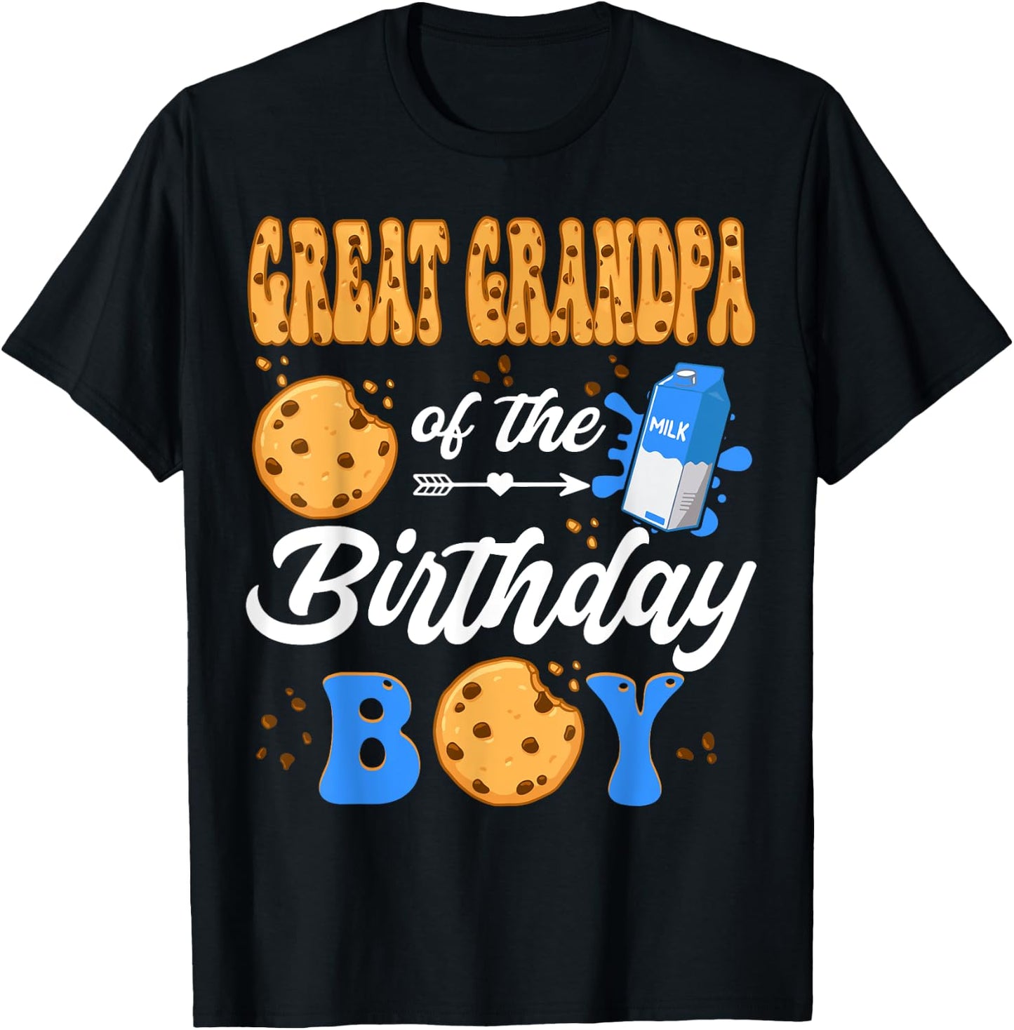 Great Grandpa Of The Birthday Boy Milk Cookies 1St Birthday T-Shirt - T-Shirt | Black