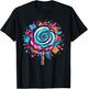 Vibrant Candy Swirl Splash Lollipop Art T-Shirt - T-Shirt | Black