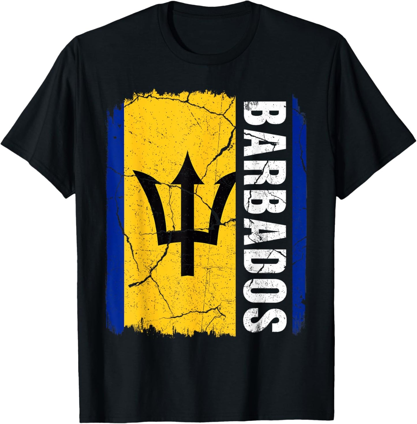 Vintage Barbadian Flag Barbados Pride Roots Heritage T-Shirt - T-Shirt | Black