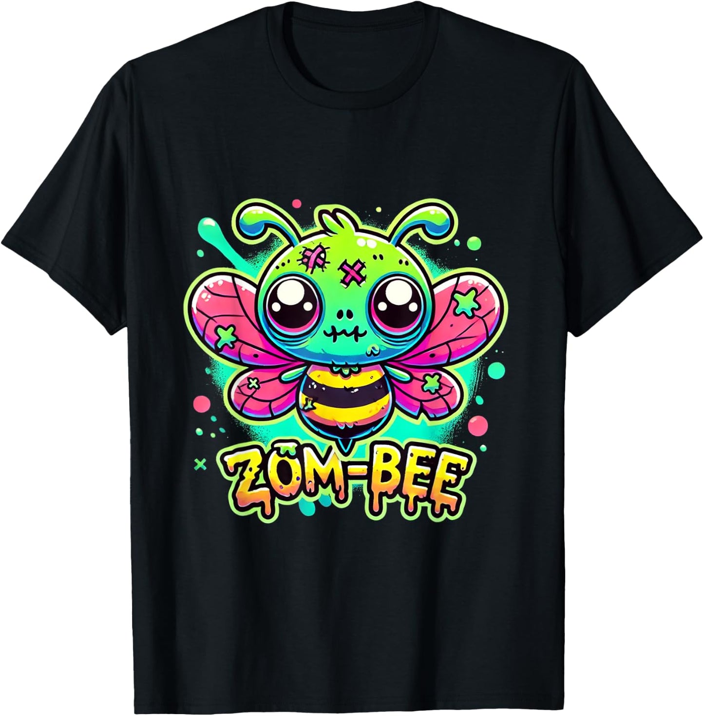 Zom-Bee Cute Halloween Creepy Zombie Bee Cartoon T-Shirt - T-Shirt | Black