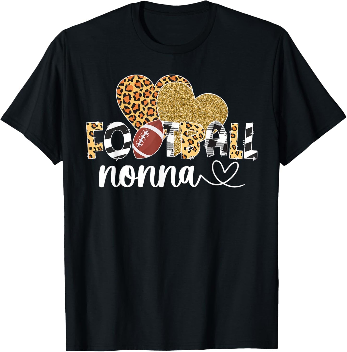 Football Nonna Heart Grandma Nonna Of A Football Player T-Shirt - T-Shirt | Black