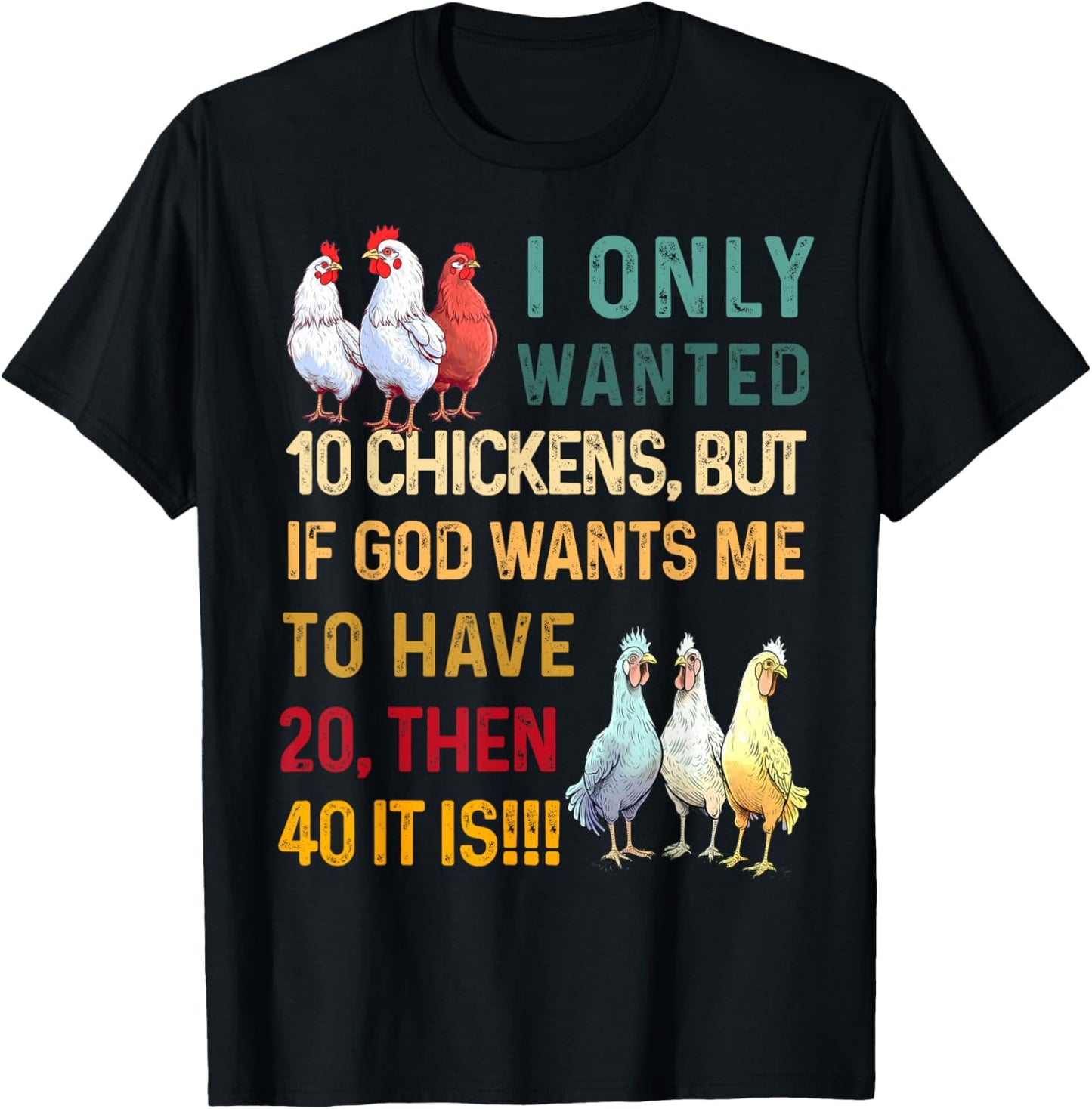 I Only Wanted 10 Chickens But if God Wants Me to Have 20 T-Shirt - T-Shirt | Black