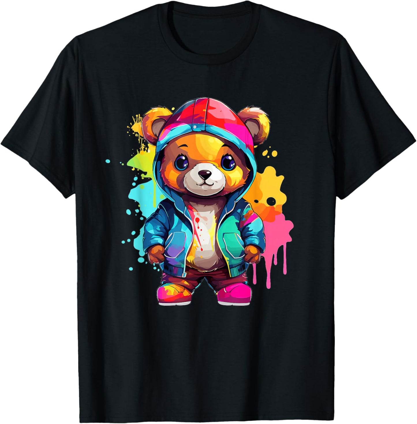 Colorful Teddy Bear T-Shirt - T-Shirt | Black