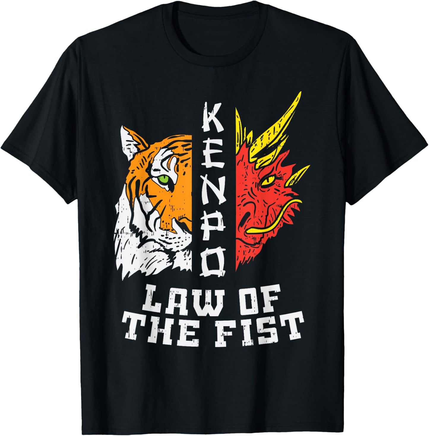 Kenpo Law Of Fist Tiger Dragon Kempo Karate Men Women Gift T-Shirt - T-Shirt | Black