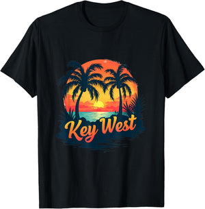 Key West Tropical Sunset Beach Scene T-Shirt - T-Shirt | Black