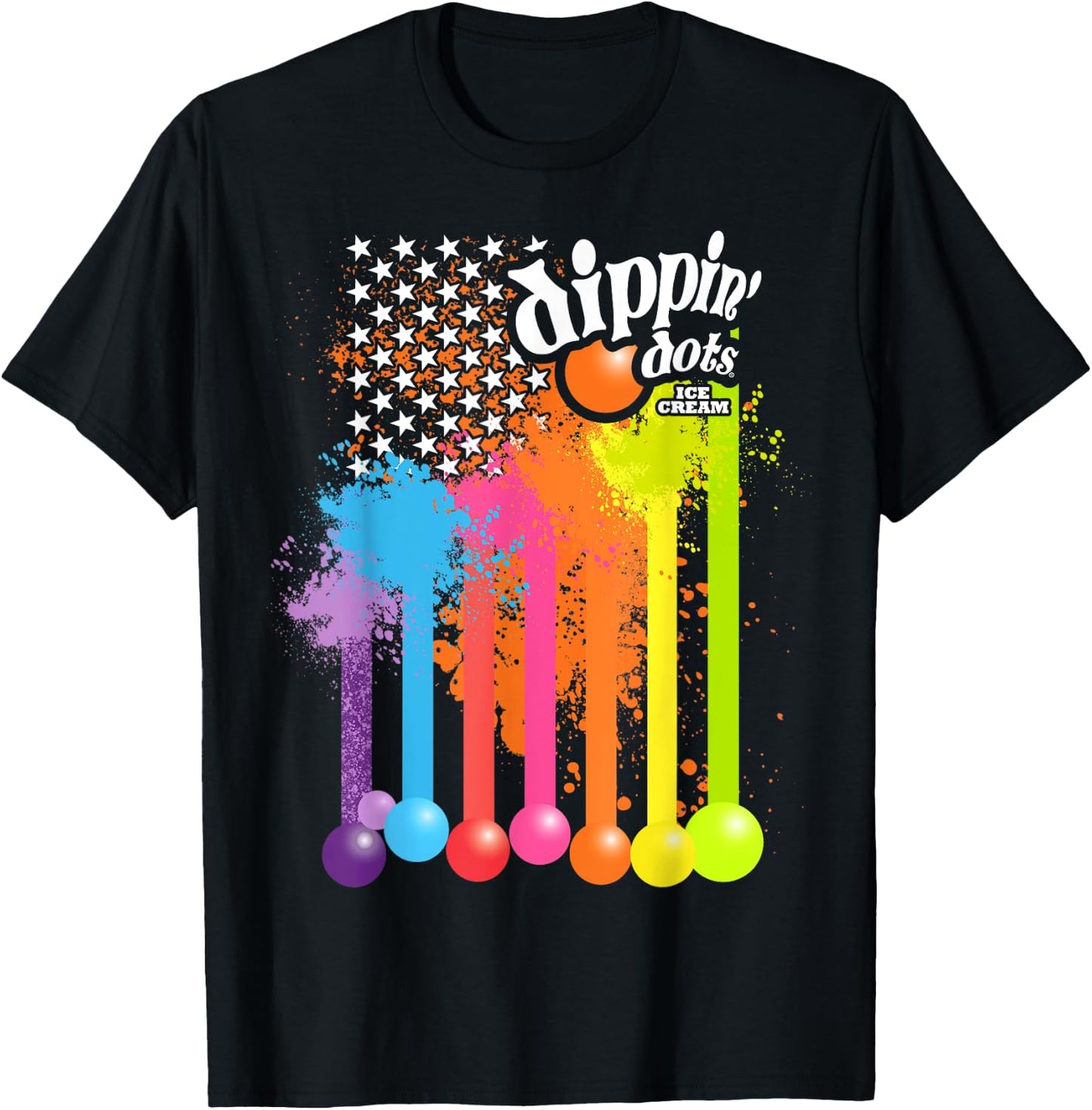 Patriotic USA Flag Dripping Ice Cream Nation Dippin Dots T-Shirt - T-Shirt | Black