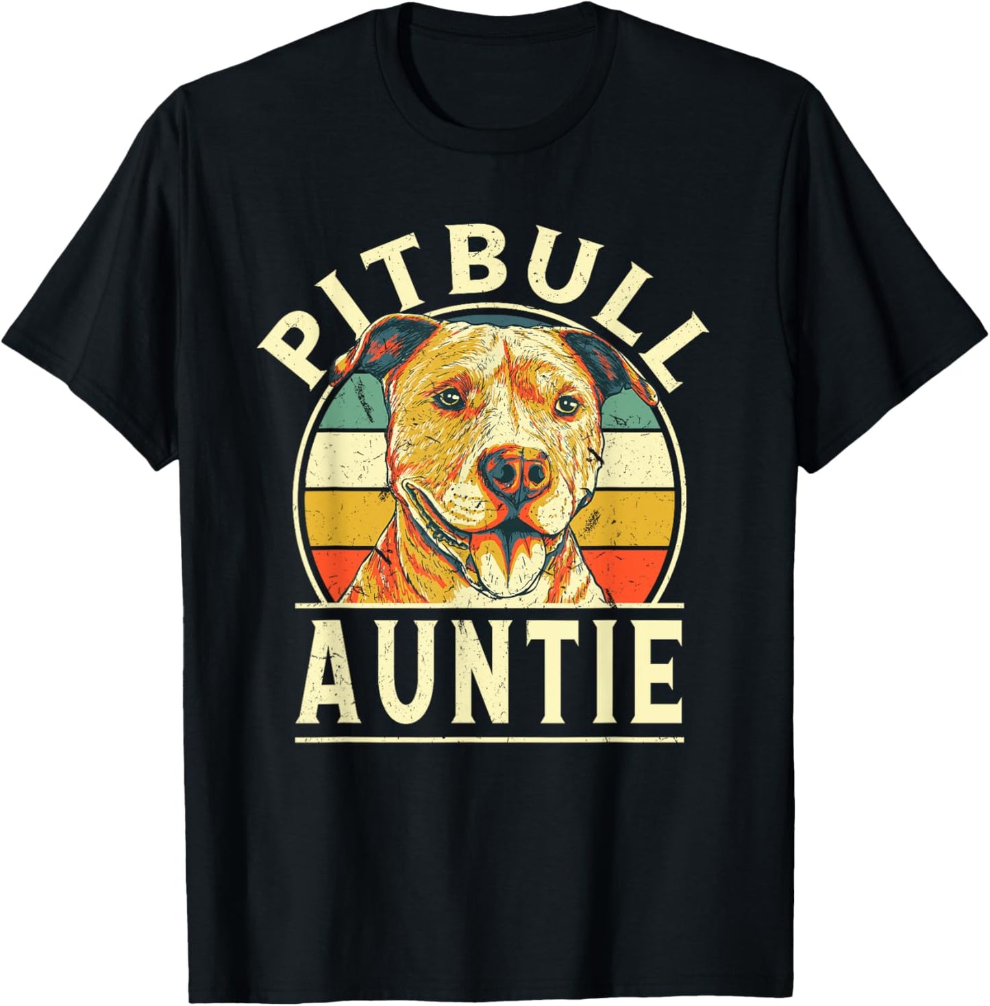 Pitbull Auntie Retro Aunt Vintage Aunt Dog Breed Dog Theme T-Shirt - T-Shirt | Black