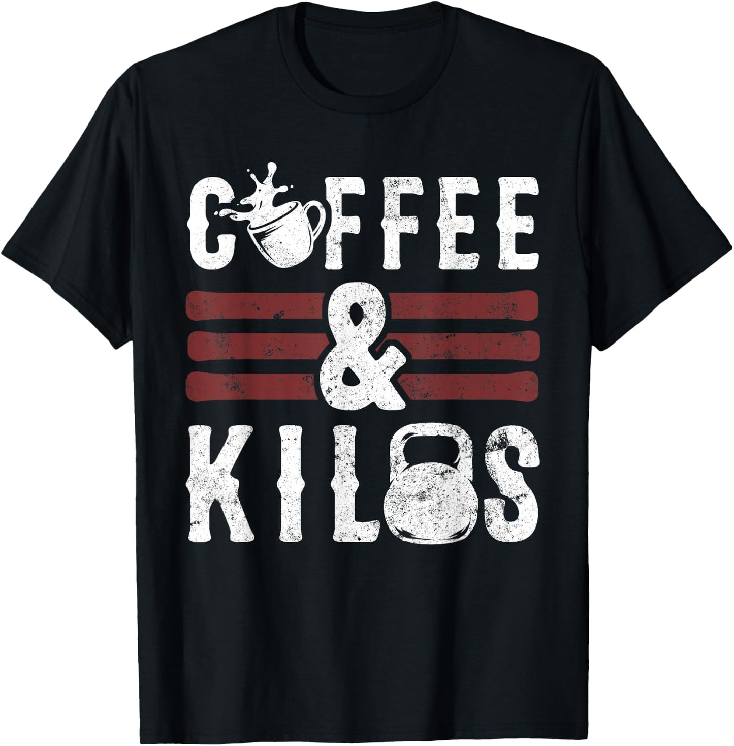 Funny Caffeine Weightlifting Workout Gifts Coffee & Kilos T-Shirt - T-Shirt | Black