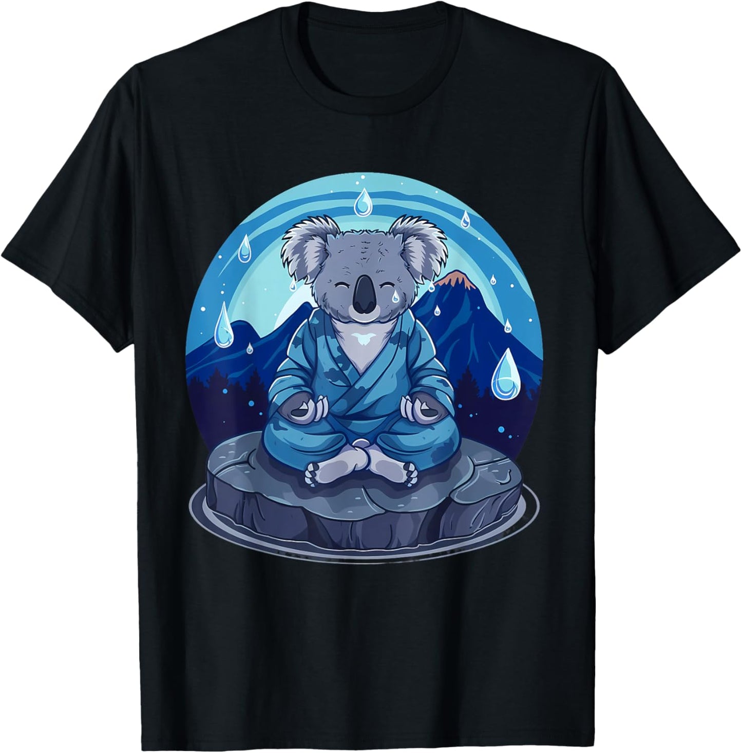Koala Meditation Mountain Yoga Zen Buddha Buddhist Hindu T-Shirt - T-Shirt | Black