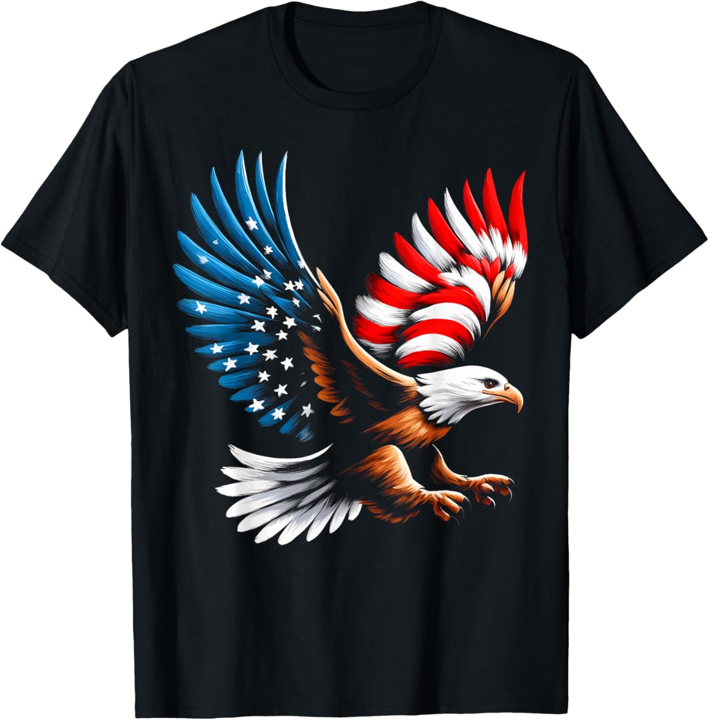 Bald Eagle & Patriotic American Flag 4th of July Women Girls Kids Men T-Shirt - T-Shirt | Black