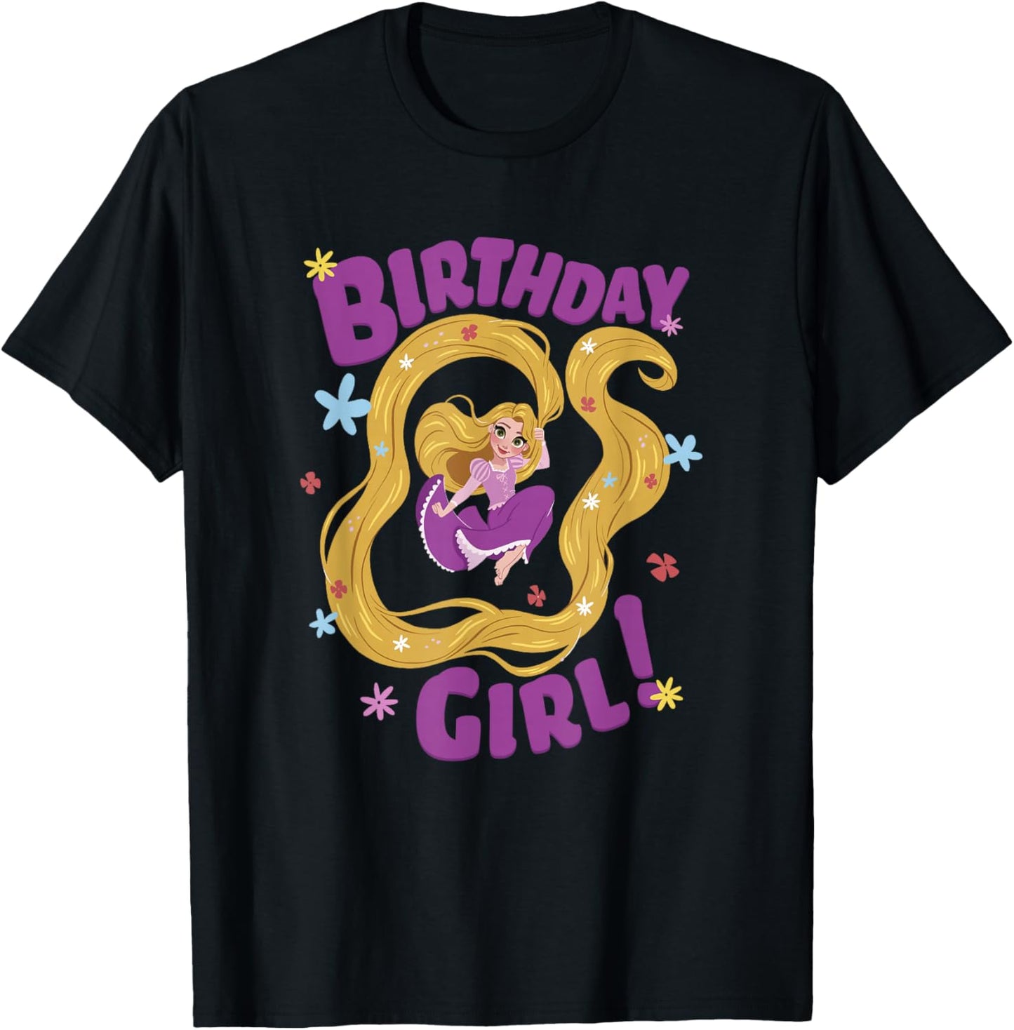 Disney Tangled Birthday Girl Adventurous Rapunzel T-Shirt - T-Shirt | Black