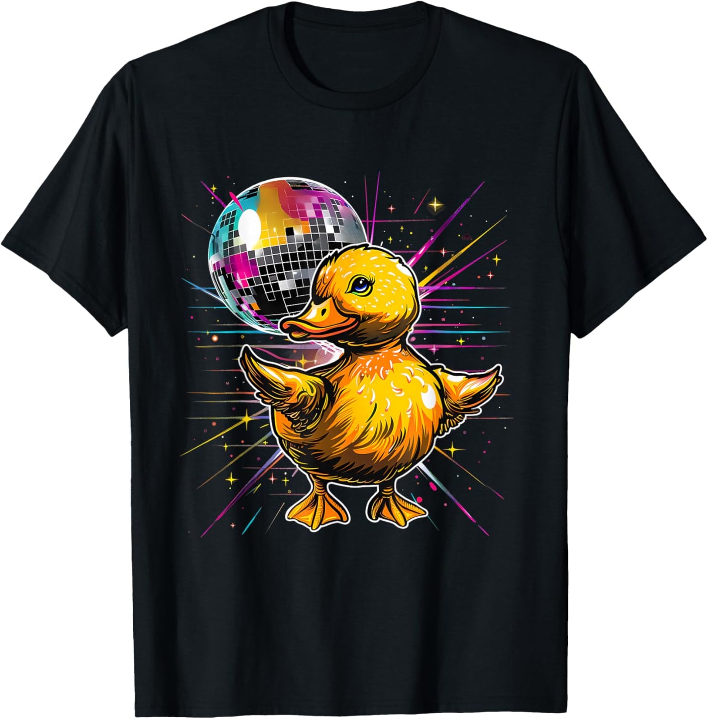 Rubber Duck Disco Dancing Disco Ball Music Rubber Duckie T-Shirt - T-Shirt | Black