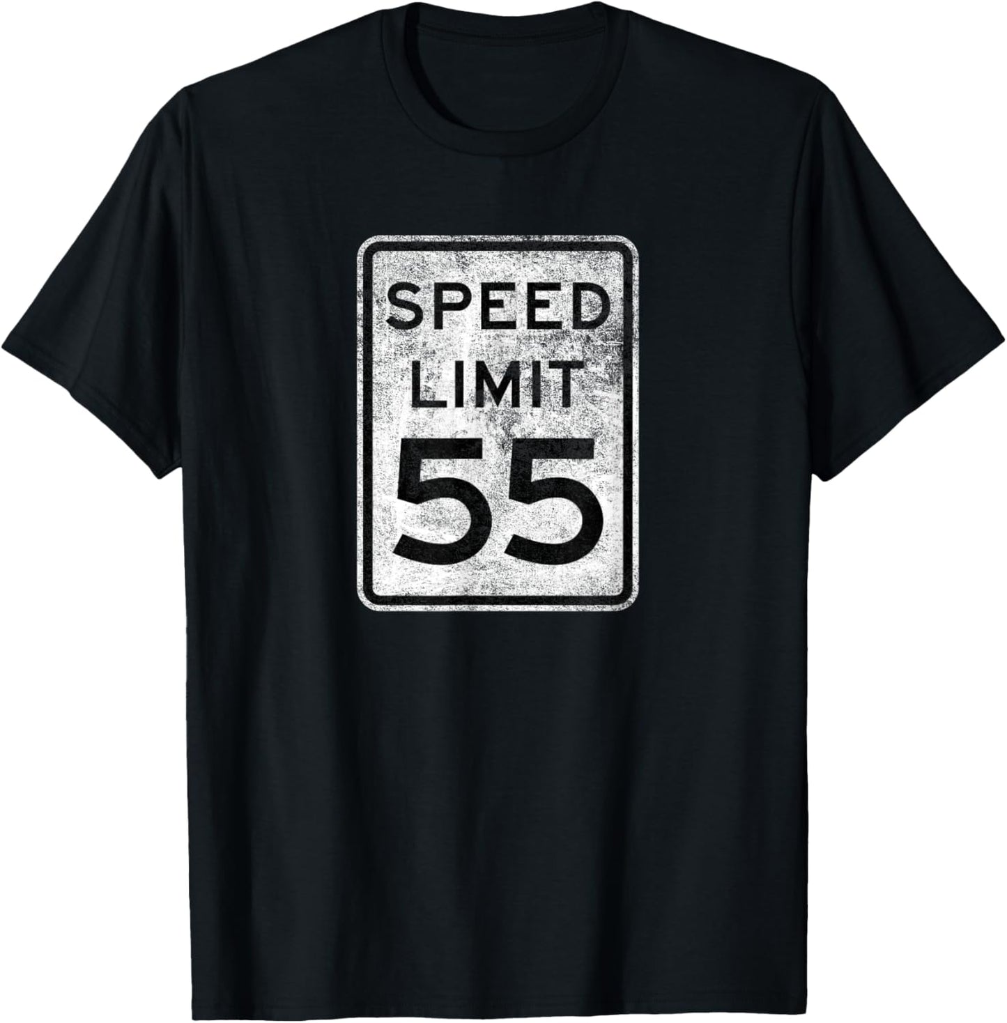 Speed Limit 55 MPH Road Sign Driving Fan Graphic T-Shirt - T-Shirt | Black