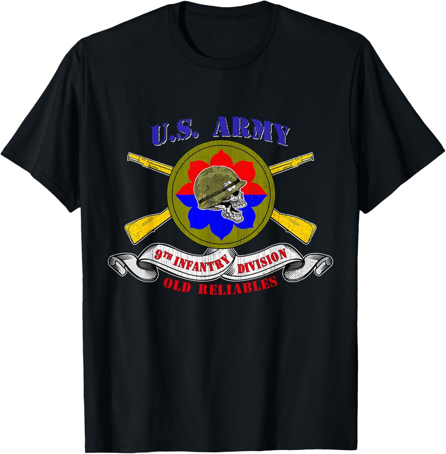 9th Infantry Division 9th ID Veteran Old Reliables Vintage T-Shirt - T-Shirt | Black