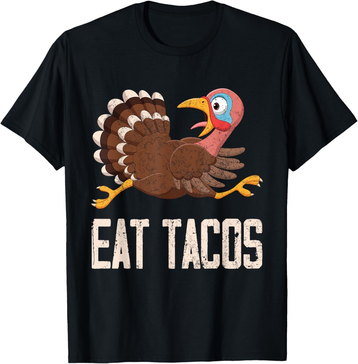 Funny Thanksgiving Turkey Eat Tacos T-Shirt - T-Shirt | Black
